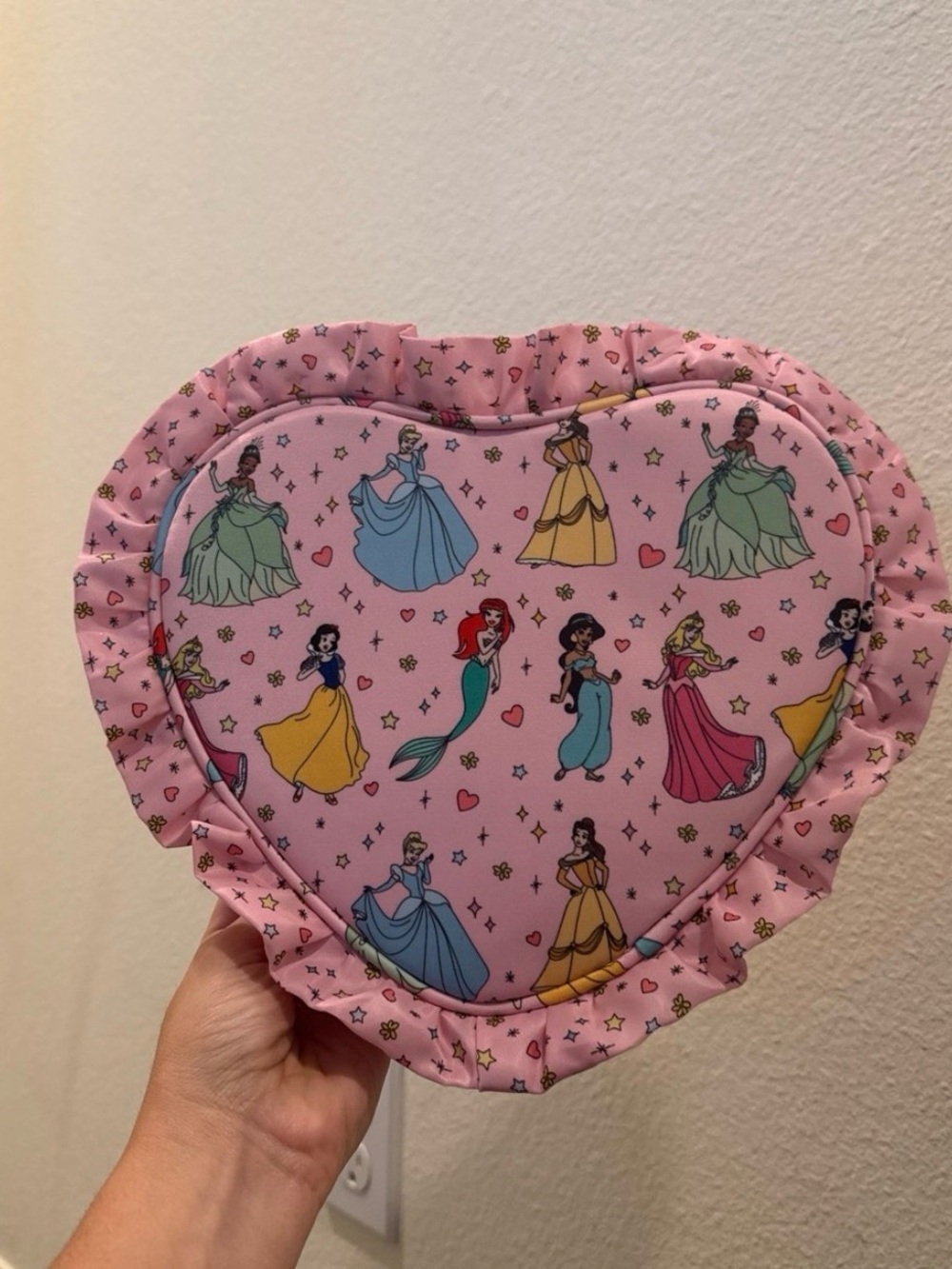 Heart-Shaped Pink Disney Princess Cosmetic Bag